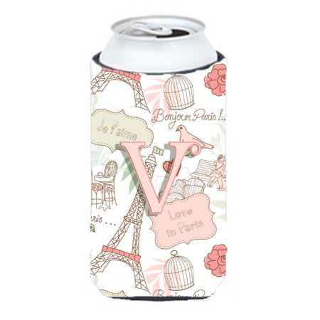 

Caroline s Treasures CJ2002-VTBC Letter V Love in Paris Pink Tall Boy Hugger Tall Boy multicolor