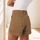 thumbnail image 5 of Pantalones cortos elásticos de sarga de cintura alta para mujer - Pantalones cortos vaqueros chinos informales con cintura elástica - Poliéster, deportes de verano y actividades al aire libre, 5 of 8