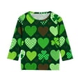 thumbnail image 6 of BaoFuBaoMei 3/4 Sleeve Fall Tops for Kids Girls St Patricks Day Green Shirt Slim Crew Neck Outfits for Irish Festival Themed Party, 6 of 6