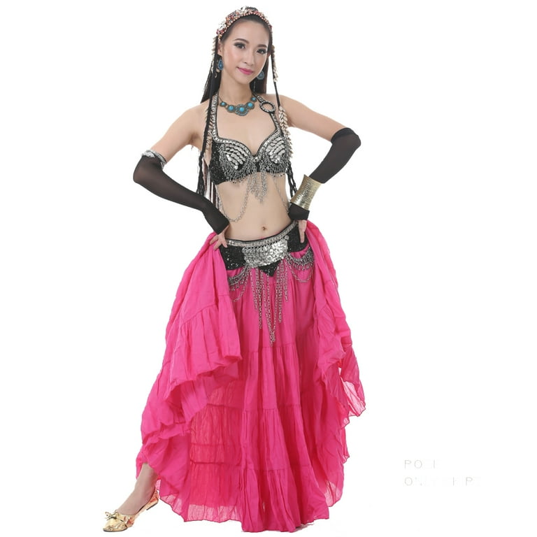 720 degree Length 37.8 Tribal Dance Skirt Belly Dance Skirt Gypsy Skirt Big Swing Skirt Flax Dance skirt rose
