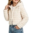 thumbnail image 2 of hoksml Girls' Hooded Jacket Button Front Long Sleeve Solid Color Warm Winter Coat, 2 of 9