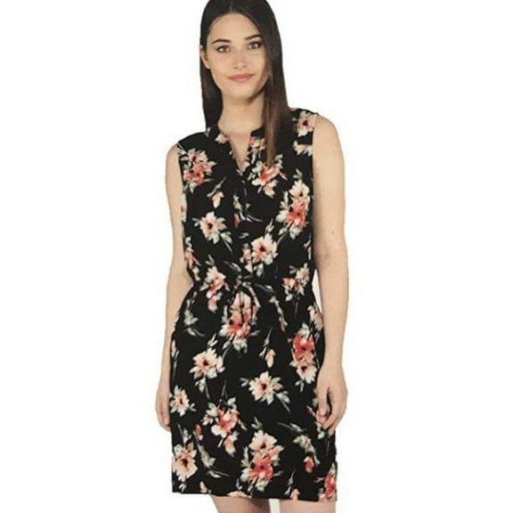 Nicole Miller Women's Dress Sleeveless (Black Floral Print, Medium)