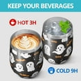 thumbnail image 4 of 12oz Stemless Wine Tumblers Halloween Ghosts and Bats Pattern Vacuum Insulated Stainless Steel Travel Tumbler Cups Mug with Lid and Straw for Champaign,Cocktail,Beer with Cleaning Brush, 4 of 5