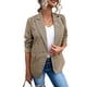 thumbnail image 1 of Blazer Slim Fit Manga larga Cuello vuelto Estampado de cuadrícula Botones de puño Blazer de mujer de moda Caqui S, 1 of 6