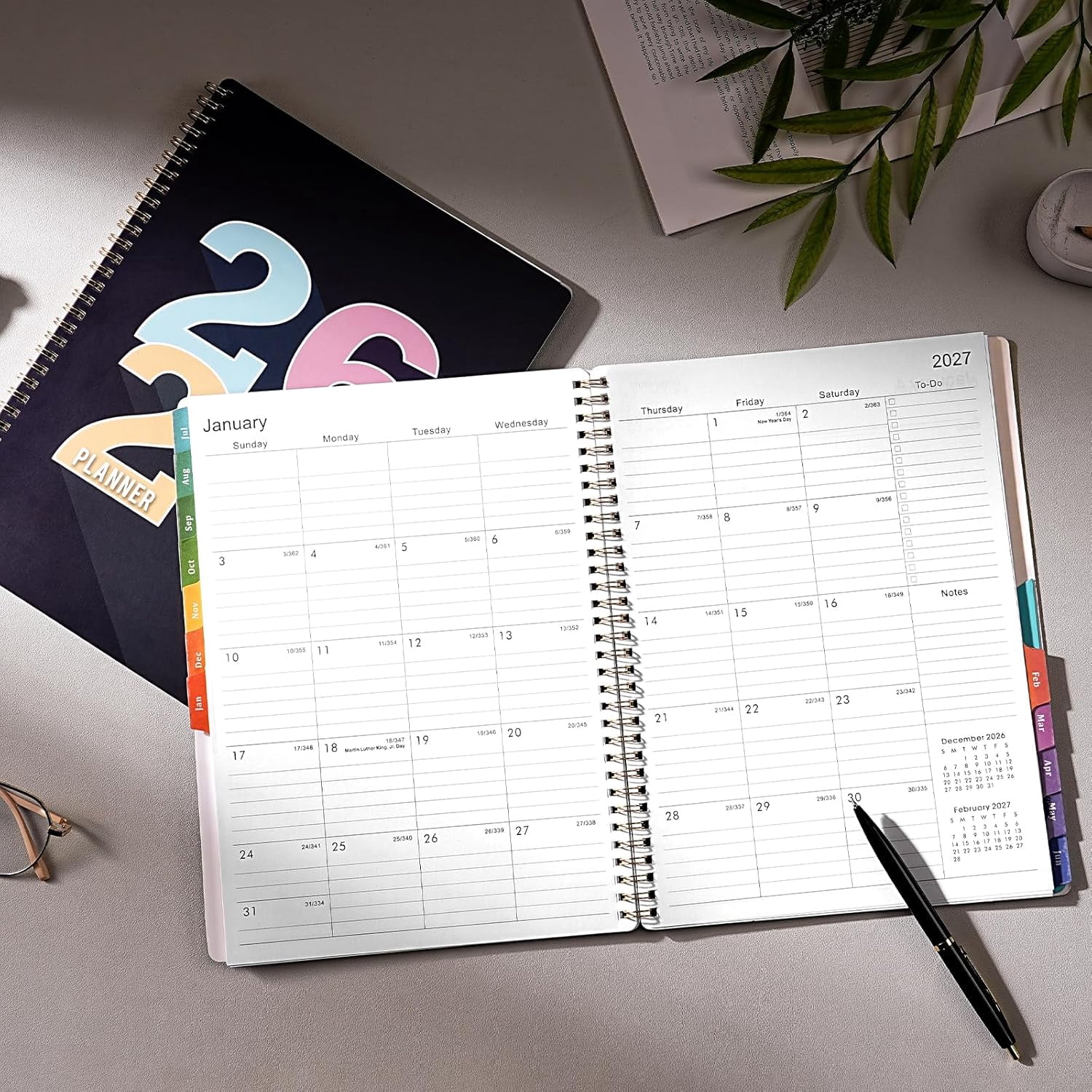 Planner 2026-2027 - 2026-2027 Planner weekly and monthly, July 2026 - June 2027, 9" x 11", Academic Calendar 26-27 with Colourful Tabs, Inner Pocket, Premium Paper, Twin-wire Binding