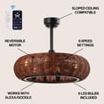 thumbnail image 3 of JONATHAN Y Cassidy 23" 6-Light Modern Bohemian 6-Speed Metal/Rattan Mobile-App/Remote-Controlled Height-Adjustable Lantern LED Ceiling Fan, Dark Brown/Black, 3 of 10