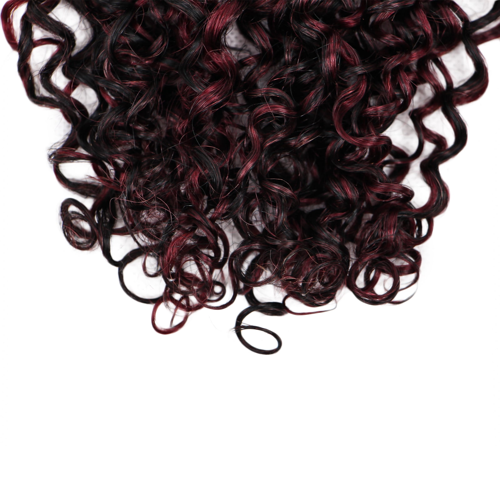 100% Human Hair Wig Curly 20" T1B/99J Burgundy Ombre Hair Heat Resistant Bleachable