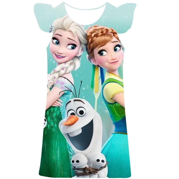 Vestidos de princesa Elsa de Disney para niñas, ropa de princesa para niños, estampado de dibujos animados, moda de verano, vestido de Elsa de Frozen para bebés 2023 1-10Y12M Gao Jinjia LED