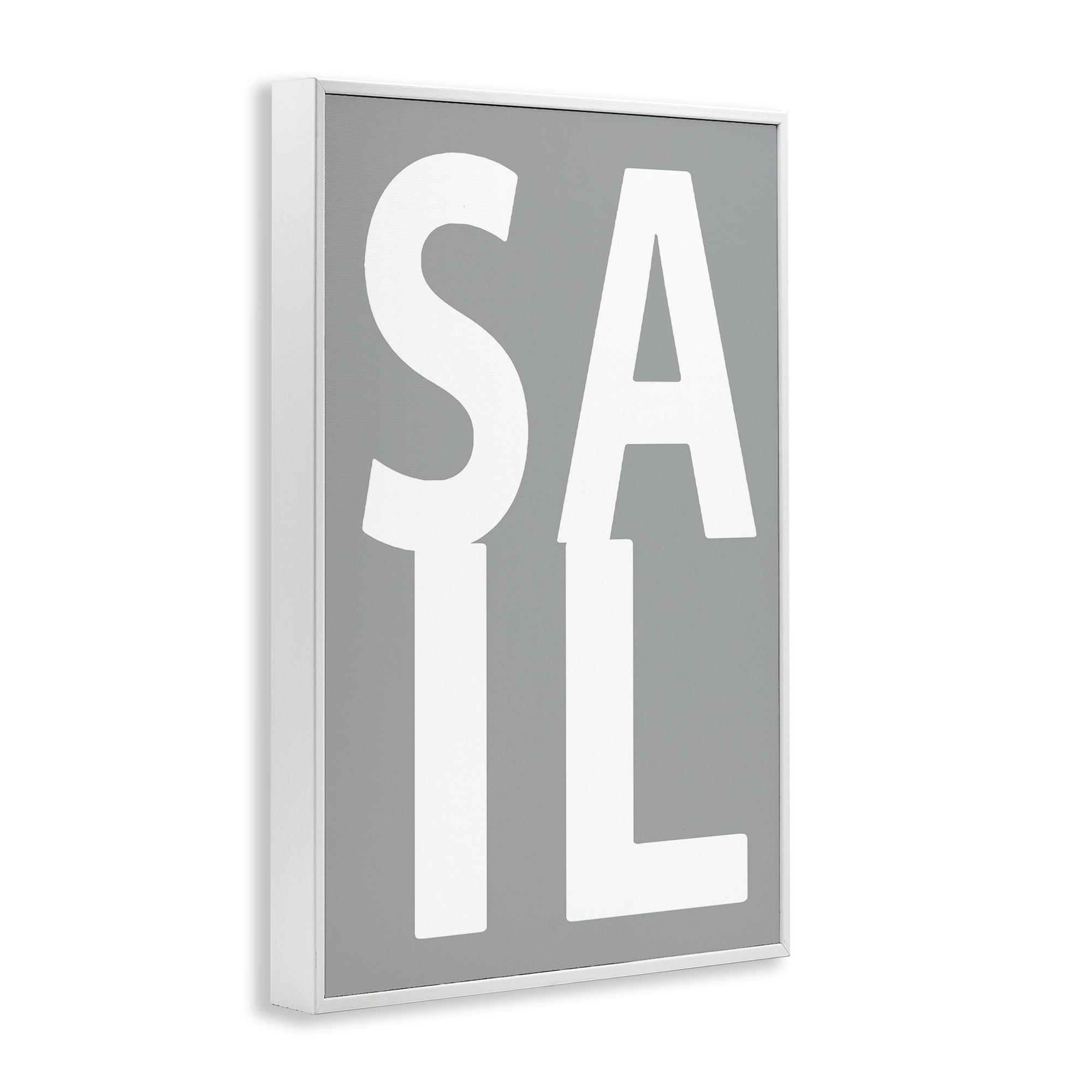 Stupell Industries Sail Word on Grey Typography Painting White Framed Art Print Wall Art, 20 x 30