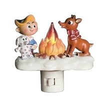 Roman 49111 - 4.5" Rudolph, Hermey the Dentist, and The Spotted Elephant Christmas Campfire Flickering Night Light (165108)