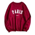 thumbnail image 3 of SMihono Fashion Paris Letter Print Sweatshirt for Women Oversized Trendy Comfy Crewneck Sweatshirts Casual Graphic Pullover Tops Unisex Wine 4, 3 of 4