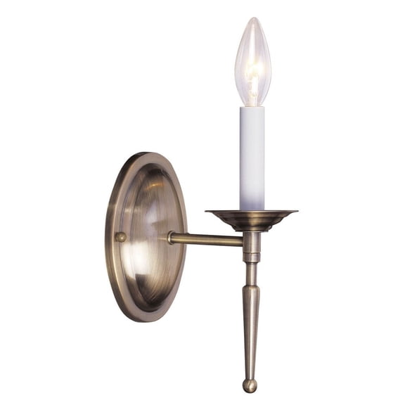 1 Light Traditional Steel Candle Wall Sconce-9.5 inches H By 4.25 inches W-Antique Brass Finish Bailey Street Home 218-Bel-1653733