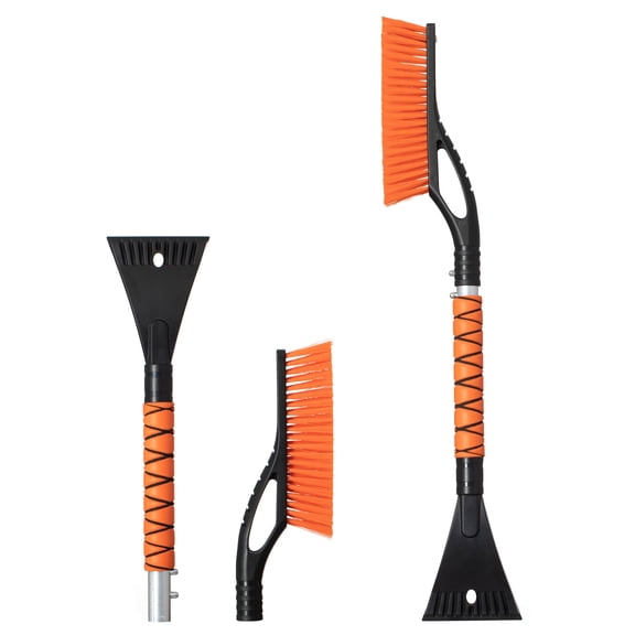 Gardenised 27" Aluminum Snow Brush and Ice Scraper 2-in-1 Detachable Winter Car Snow Tool with Non-Slip Foam Handle and Scratch-Free Bristles for Windshield and Window Cleaning, Orange