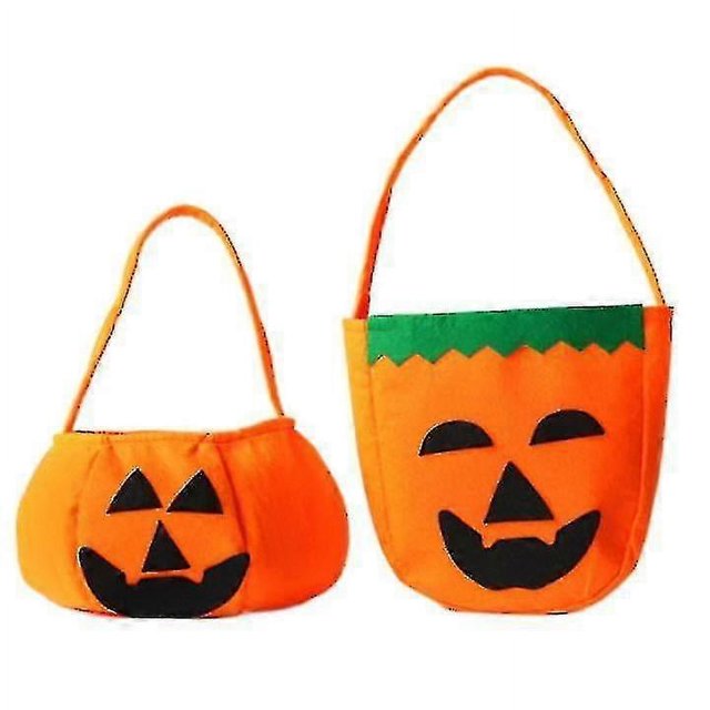 2 Pcs Halloween Pumpkin Bags Multipurpose Non-woven Candy Bags For Halloween Cosmetics, Costumes And Props123