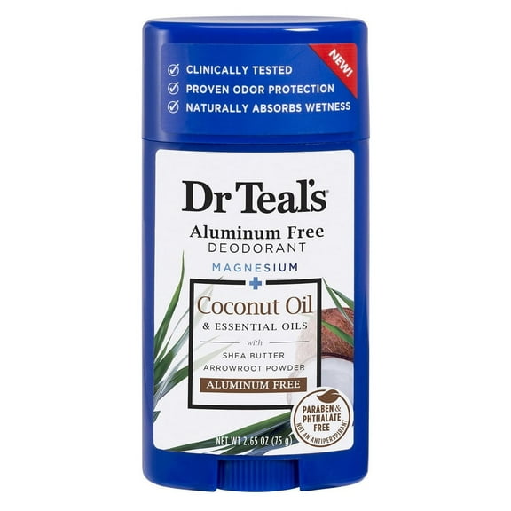 Dr Teals Deodorant Coconut Oil 2.65oz Aluminum-Free (Pack of 3)