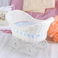 thumbnail image 4 of TABLZONE Decorative Wicker Baby Stroller Basket with Knitted Flower Design, Cloth, and Lightweight, 4 of 6