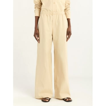 Scoop Women's Linen Blend Wide Leg Pants, 32" Inseam, Sizes XS-4X
