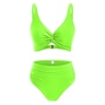 thumbnail image 4 of Women's High Waisted Bikini Sets Trendy 2026 Sexy Summer Beach Swim Suits V Neck Tummy Control Bathing Suit (Fluorescent Green,M), 4 of 4