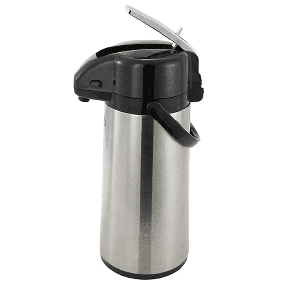 Winco AP-822 Glass Lined Airpot with Lever Top, Stainless Steel Body - 2.2 Liter