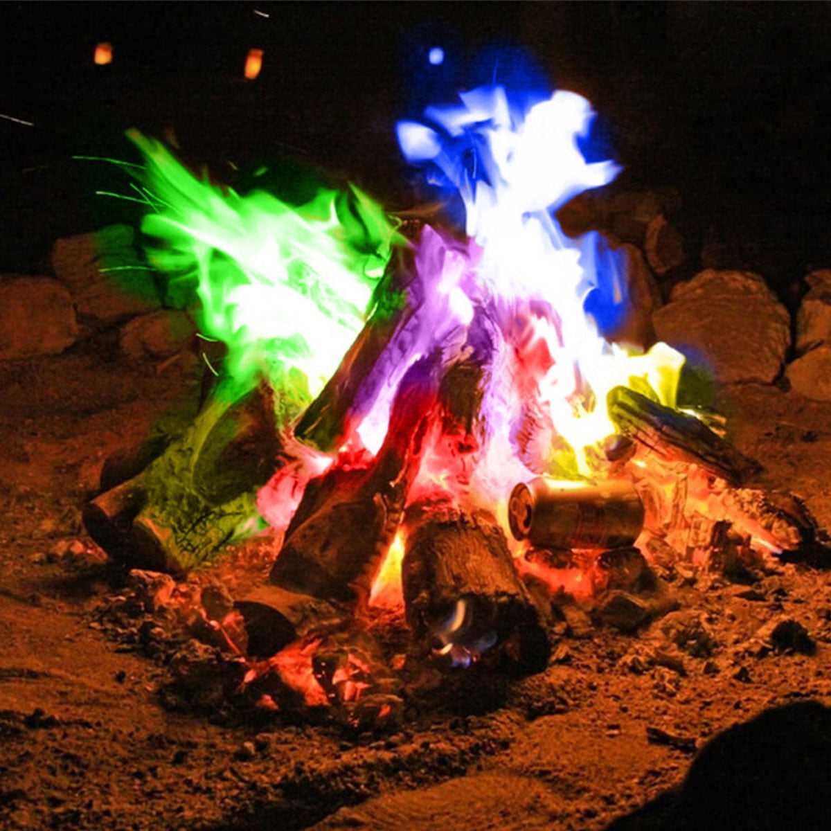 Mystical Fire Magic Tricks Coloured Flames Bonfire Sachets Fireplace Pit Patio 