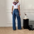 thumbnail image 4 of ClodeEU Women's Vintage High Waist Wide Leg Jeans,Side Button Detail Baggy Denim Trousers with Pockets Dark Blue,Women's Plus L, 4 of 8