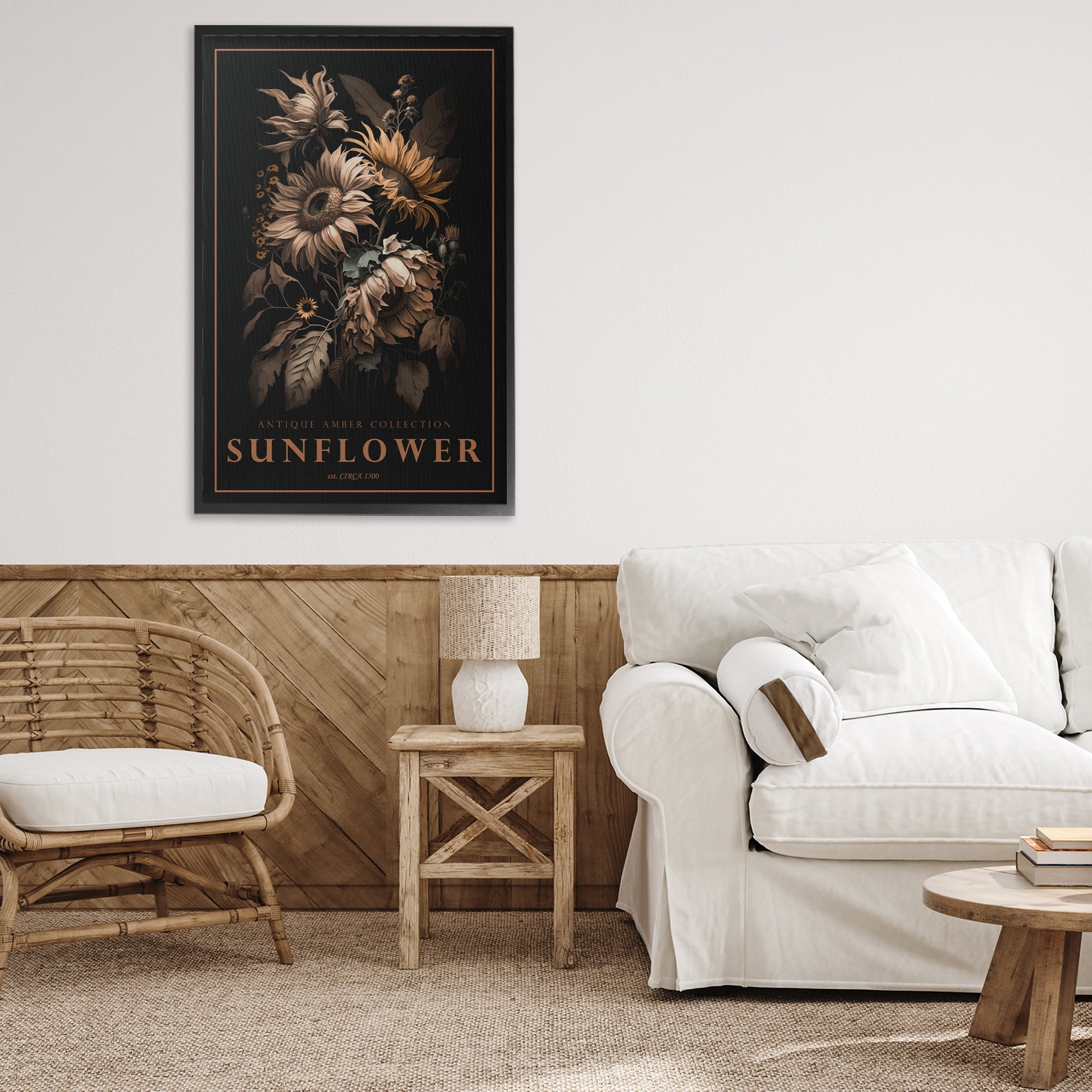 Stupell Industries Antique Sunflower Light Black Framed Giclee Art, design by Chris Giampietro