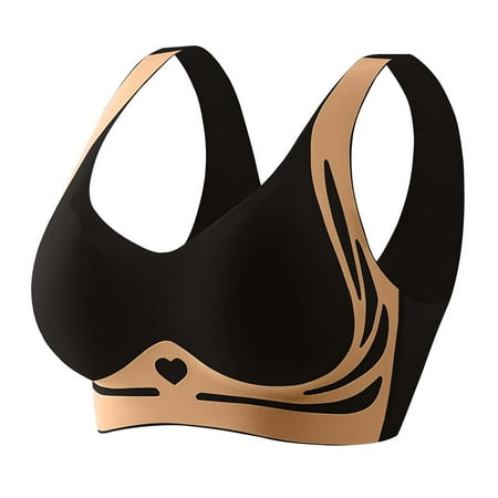 Gnurob Womens Sports Bras Plus Size Seamless Brassiere Wirefree Push Up Bralette Comfort Breathable Bralettes Full Support Yoga Bra Everyday Sport Wear Clearance Saving Black Large