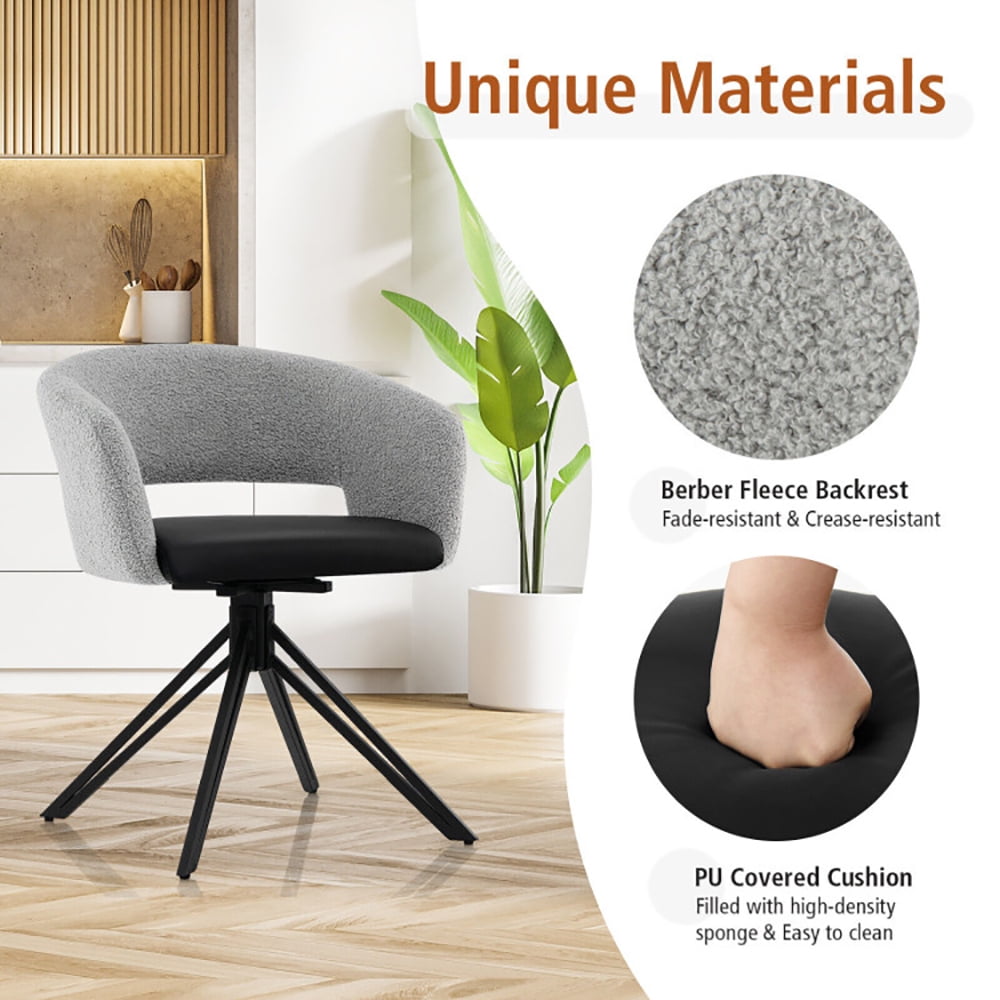 Finihen Swivel Accent Chair, Modern Swivel Accent Chair with Solid Steel Legs, for Home, Office, Gray