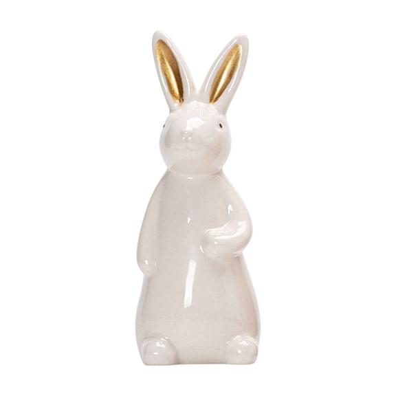 Ceramic Bunny Rabbits Figurine Decor, White Porcelain Modern Tabletop Statue for Easter, Weddings, Crafts, Home Decoration, Bookshelf Ornaments, L, Statues