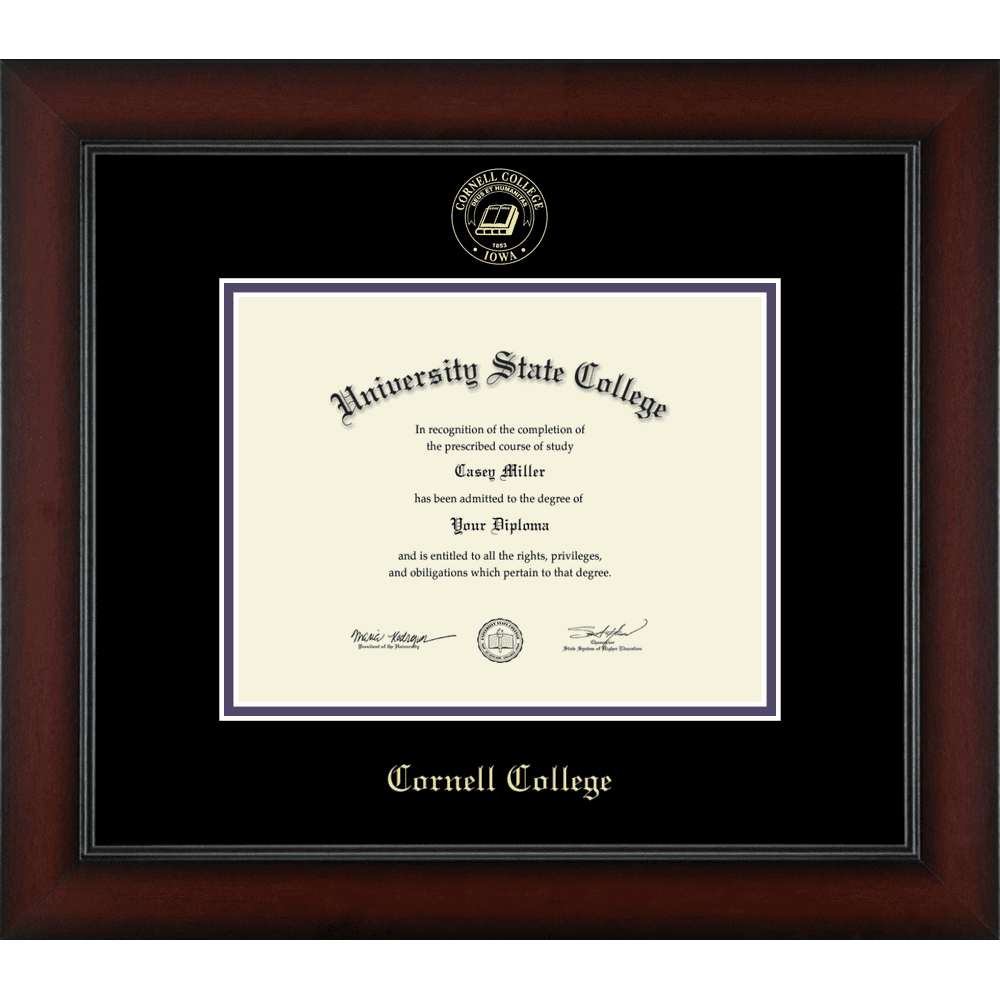 Cornell College Gold Embossed Diploma Frame, Document Size 9"L x 7"H