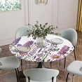 thumbnail image 2 of Purple Flowers Fitted Tablecloth with Elastic Edged, Round Table Cloth for Dining Table, Spring Butterflies Lavender Daisy Botanical Waterproof Oil Proof Table Cover for Indoor Outdoor 45"-54", 2 of 8