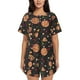 thumbnail image 1 of Balery Pizzas Mushrooms Conjunto de Pijama para Mujer con Estampado, Dos Piezas de Manga Corta y Shorts, Ropa de Dormir Suave con Cuello Redondo y Bolsillos-X-Large, 1 of 6