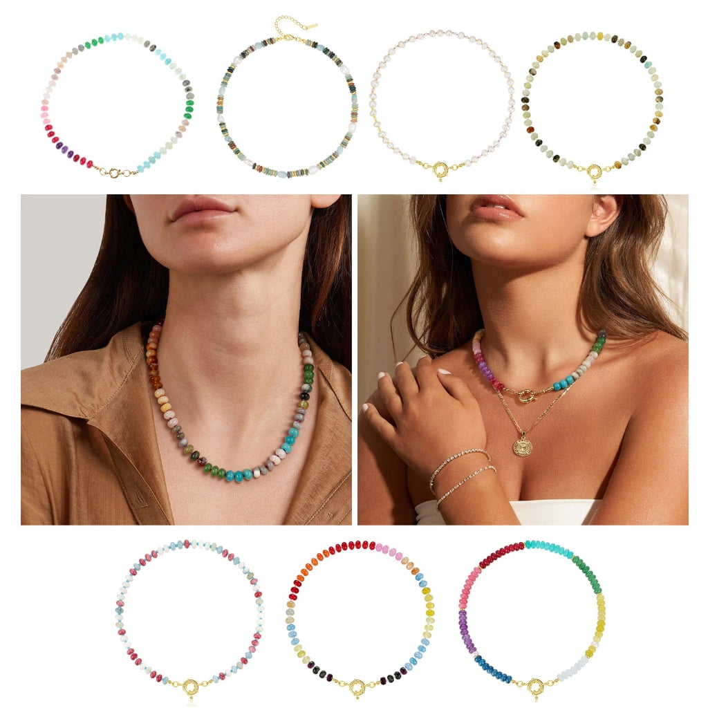 FENOHREFE Colorful Bead Necklace Handmade Necklace Adjustable Necklace Fashion Neck Jewelry Charm Necklace Present for Women