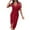 Red, variant on QUYUON Women’s Ruched Bodycon Midi Dress Business Casual Work Dress Summer Cold Shoulder Short Sleeve Zipper V-Neck Pencil Dress Split Wedding Guest Party Dress