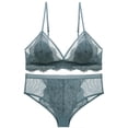 thumbnail image 4 of Conjunto de sujetador de mujer con copas de conejo, lencería sexy, sin aros, de encaje fino y francés, 4 of 5