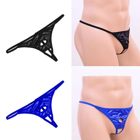 

2pcs Men s Open front Pouch Soft & Breathable Underwear Black + Blue