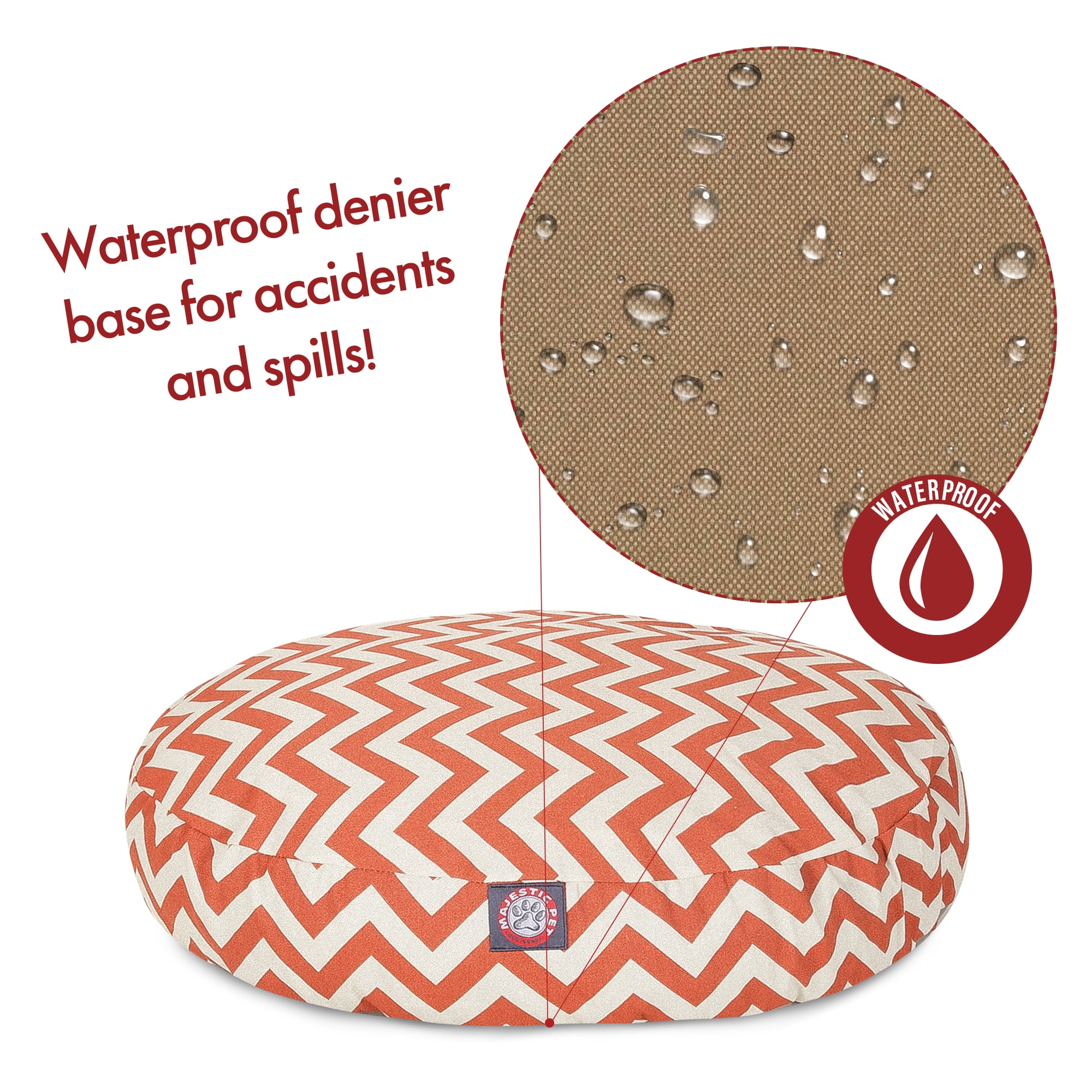 Majestic Pet | Chevron Round Pet Bed For Dogs, Removable Cover, Burnt Orange, Medium