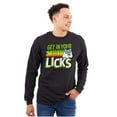 thumbnail image 3 of St Paddys Get In Your Licks Candy Owl Long Sleeve TShirt Men Women Brisco Brands S, 3 of 6