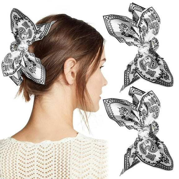 2 Pcs Boho Bow Hair Claw Clips - Plastic Big Claws, Large Bow Knot Adorable Fashion Accessories for Thick Hair Women