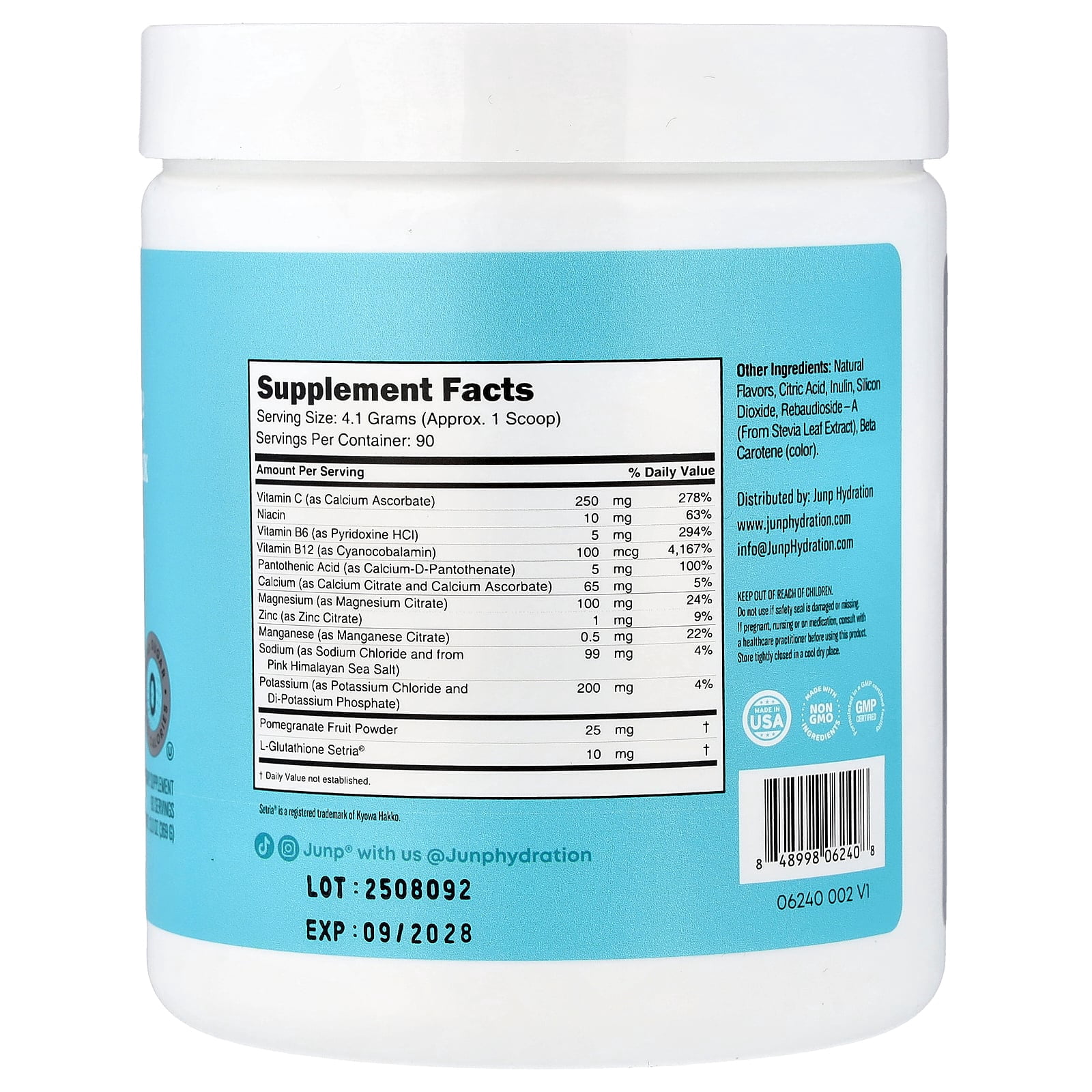 JUNP Hydration Electrolyte Powder Mix, Pina Colada, 13 oz (369 g)