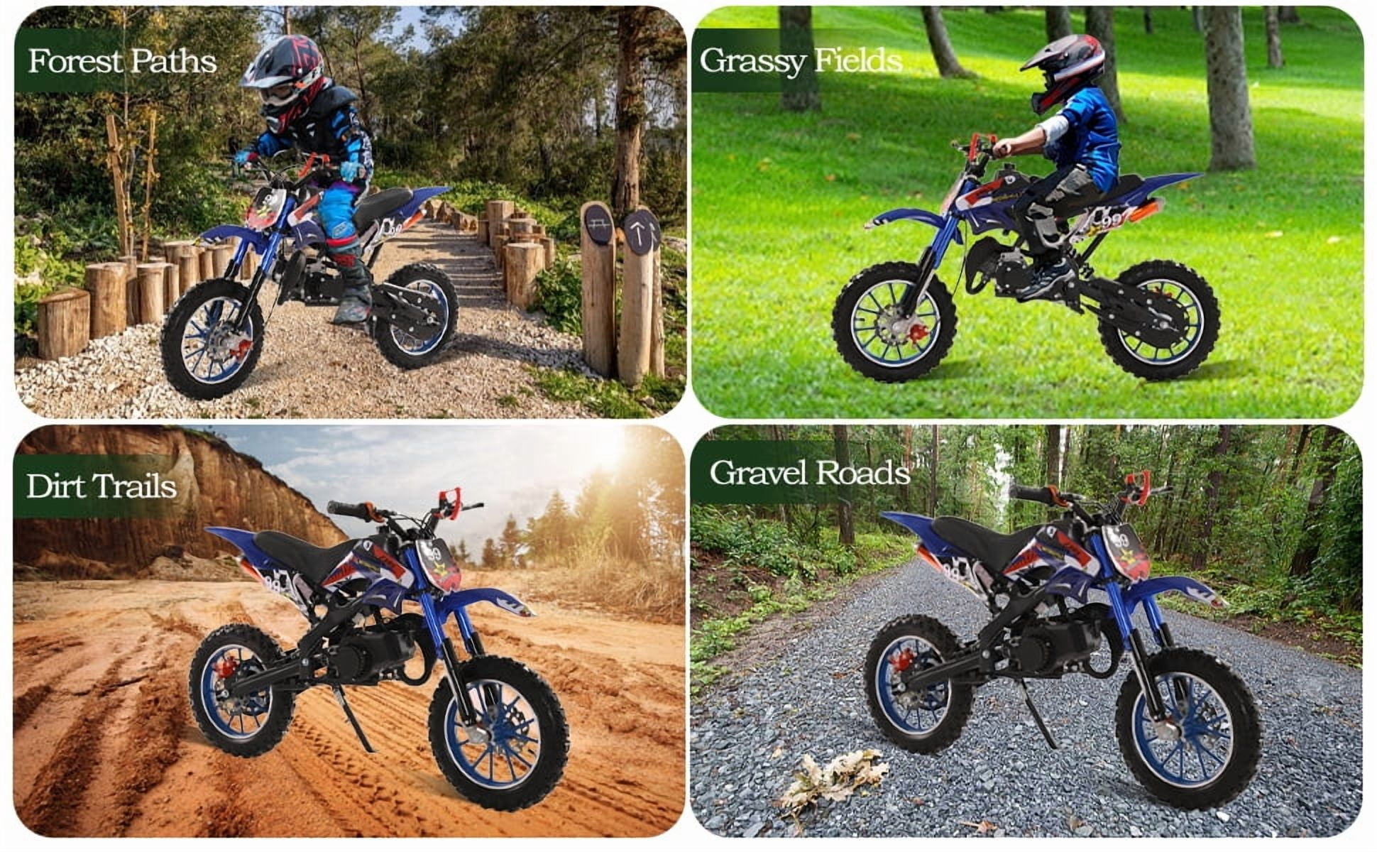 Dapmiu Mini Dirt Bike for Teens - 49CC 2-Stroke Engine 40KM/H Max Speed, 1.8L Fuel Tank & High Carbon Steel Frame Blue