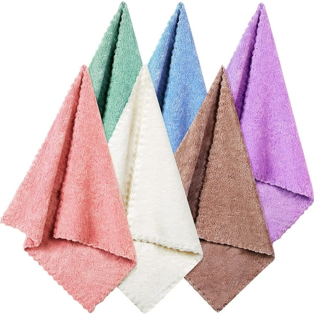 Syhood 6 paños para lavar la cara, 12 x 12 pulgadas, paños desmaquillantes, toalla de terciopelo coral, tela de microfibra facial, suave, secado rápido, toalla de limpieza facial para la cara