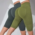 thumbnail image 2 of Gym Shorts Women, Audhol Women's Hip Lifting Fitness Pants with Textured Compression and Tight Fit High Waisted Peach Hip Yoga Shorts 2Pc Womens Gym Shorts Green M, 2 of 4