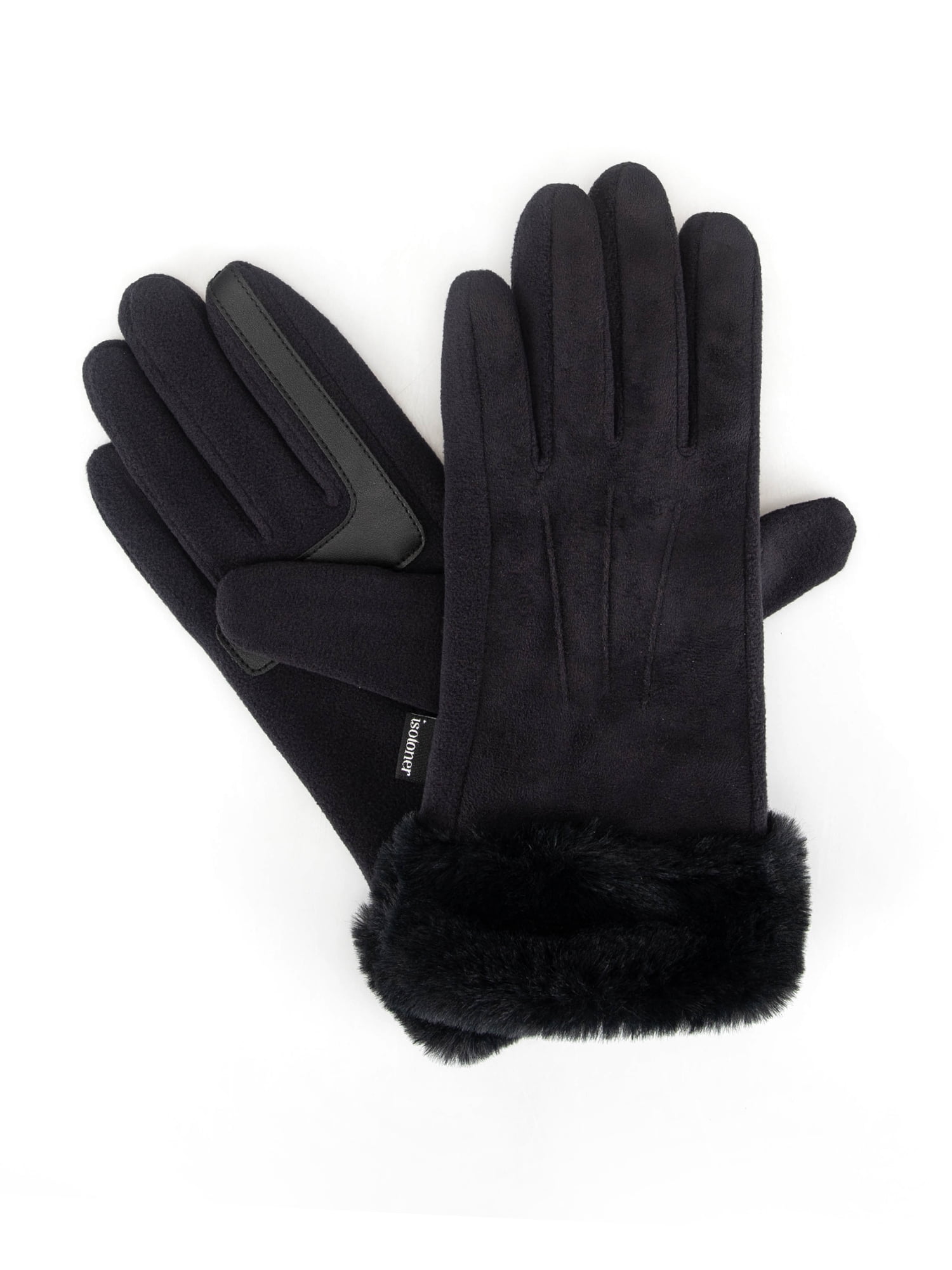 Isotoner Women's Microsuede Gloves with Faux Fur Cuff