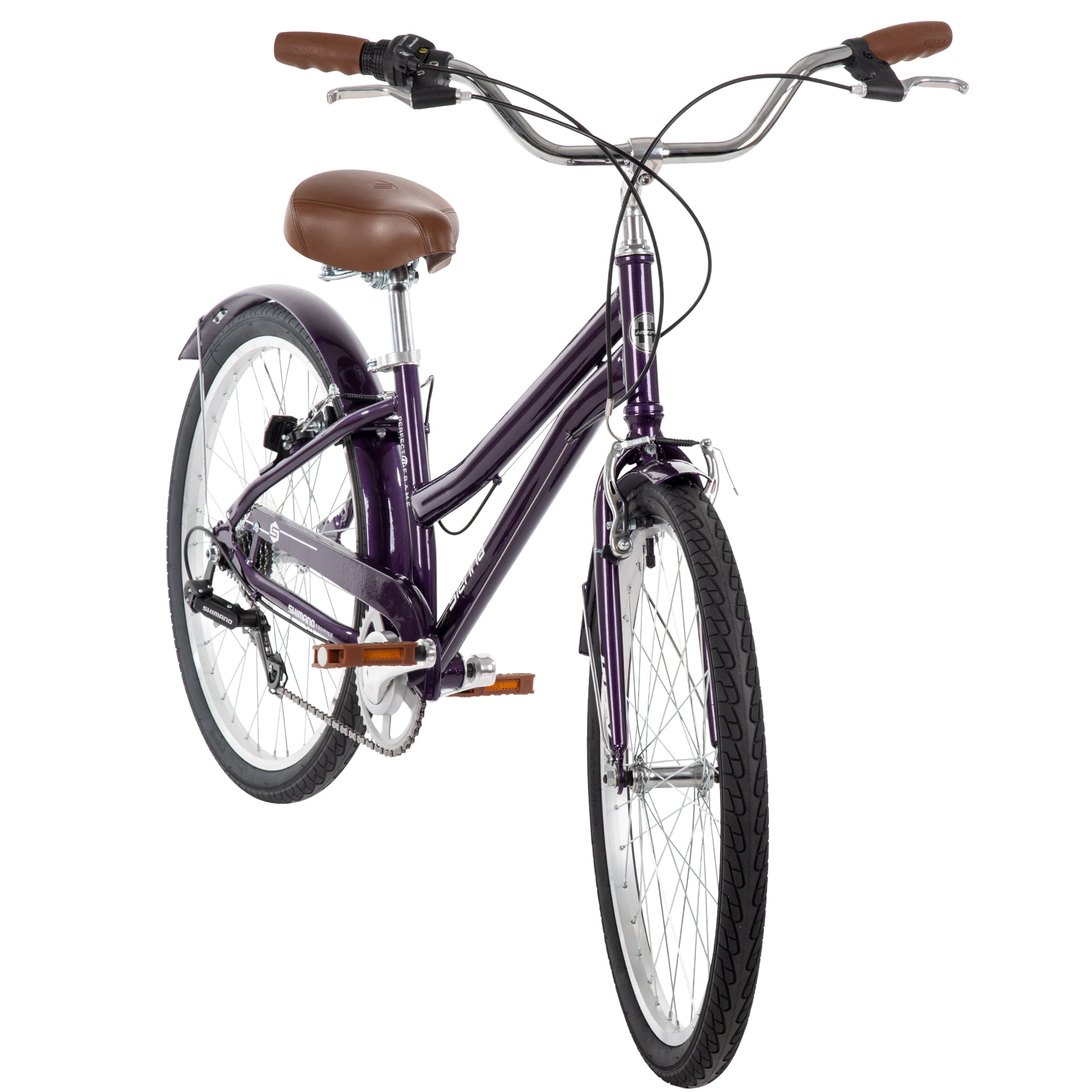 Huffy 24" Sienna Comfort Bike, 7-Speed Shimano, Fits Riders 58" - 70", Purple, Adult, Women's