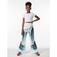 thumbnail image 4 of 9-10Y Girls Colored Flared Pants Digital Print Trousers Slim-Fit Wide Leg Flare for Spring Summer Autumn, 4 of 6