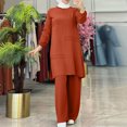 thumbnail image 4 of ZACPNCV Women Spring Solid Color Muslim Solid Color Long Sleeve Shirt Coat Wide Leg Trousers Casual Suit Orange, 4 of 7