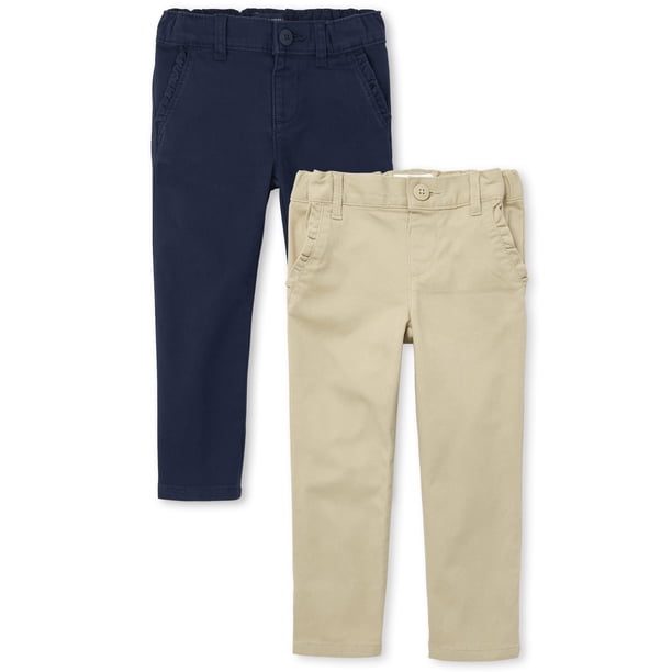 The Children's Place Pantalones chinos ajustados para bebés y niñas Sandy/Tidal, paquete de 2 3T