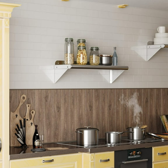 Stainless Steel Shelf Commercial Metal Wall Mount Shelf with Backplash for Restaurant Laundry Room Kitchen and Garage 12" x 48"