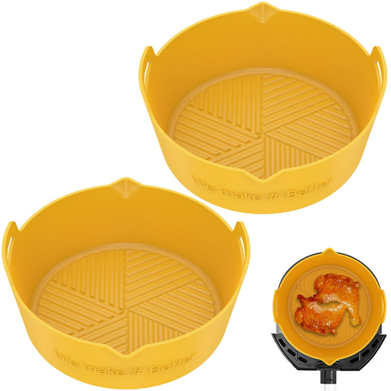 Gpoty 2022new 2pcs Air Fryer Silicone Pot for Ninja Foodi Dual DZ20,Reusable Silicone Air Fryer Liner, Rectangle Air Fryer Basket for Ninja 8 qt Air